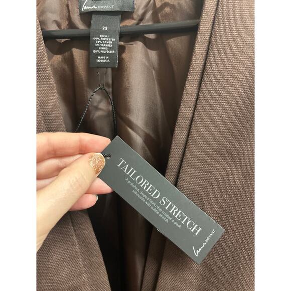 NWT Lane Bryant Hook Eye Tailored Brown Business Career Blazer $99 MSRP size 22 - Picture 3 of 10